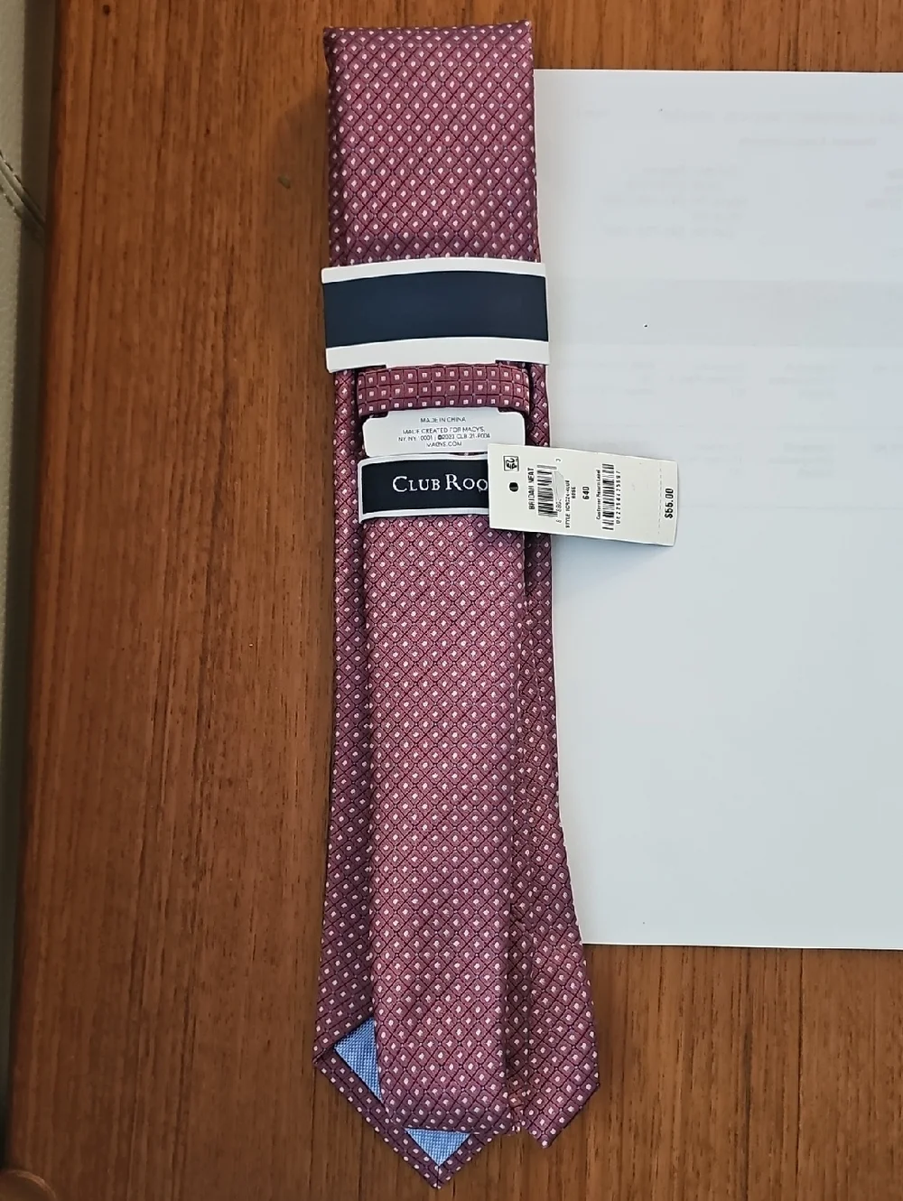 **NWT** Mauve With Tan And Blue Pattern Club Room Regular Tie
